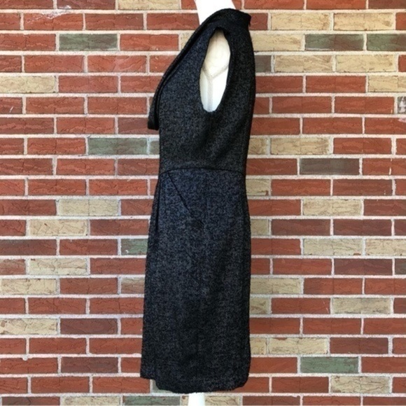 ⛄️ Zara Basic Herringbone Patterned Cowl Neck Black Silver Midi Dress - Picture 4 of 12